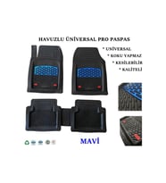 BMW X3 2023  Uyumlu Derin Havuzlu Üniversal Pro Paspas (Siyah-Mavi)