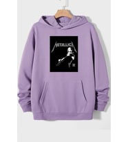 Unisex Metalica Baskılı Oversize Sweatshirt (Lila)