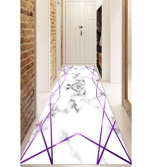 Dijital Baskılı Kaymaz Taban Yıkanabilir Modern Yolluk Ve Koridor Halısı NDU-HT-326 (Mor)