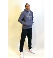 Erkek Kapşonlu Rahat Kalıp İçi Polarlı 3 iplik El Yazılı Brooklyn Baskılı SweatShırt spr24sw16 (Füme)