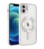 Apple iPhone 11 Kılıf Kamera Lens Korumalı Renkli Magsafe Şeffaf Silikon (Gümüş)