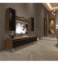 Decoraktiv Eko 7 Mdf Std Krom Ayaklı Tv Ünitesi Tv Sehpası (Pera - Siyah)