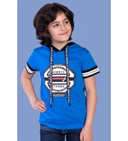 Toontoy Erkek Çocuk Kapüşonlu Baskılı Tişört (Saks)