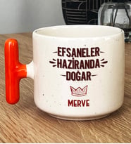 Kişiye Özel Efsaneler Haziranda Doğar Hediye T Kupa Bardak Doğum Günü Hediyesi (Turuncu)