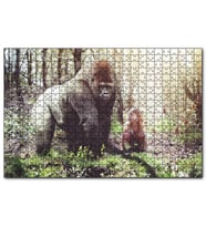 Cakapuzzle Çocuk Ve Goril Görseli  Puzzle Yapboz MDF (Ahşap) (255 Parça)