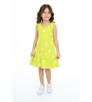 Toontoy Kız Çocuk Kalp Baskılı Elbise (Açık Yeşil)