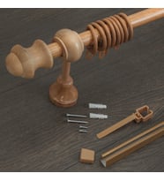 Ahşap Rustik Tek Raylı Perde Askısı Venti (Açık Meşe)
