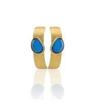 Kadir Jewellery 22 Ayar Altın Kaplama Vintage Küpe -El İşçiliği Ve Hipoalerjenik Küpe (Koyu Mavi)