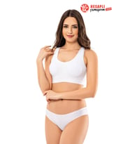 Gd Goldoremi 1215 Premium Kadın Dikişsiz Seamless İz Yapmaz Pedli Kalın Askılı Yarım Atlet Büstiyer (Beyaz)