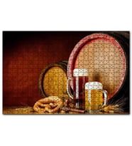 Cakapuzzle Fıçılar Buğday Başakları ve Biralar  Puzzle Yapboz MDF (Ahşap) (255 Parça)