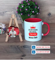 Dedeye Hediye Kupa Bardak Beyaz ve Fotoğraflı Ahşap Anahtarlık HediyeDedeye Babalar Günü Hediyesi (Model 2)