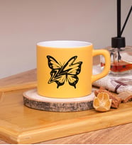 Butterfly  Tasarımlı Renkli Nescafe Fincanları 220 ML (Sarı)