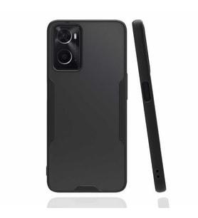 Oppo A96 4G Kılıf Kamera Korumalı Arkası Şeffaf Silikon (Siyah)