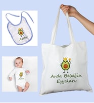 eJOYA Bebeklere Özel Çantasında Kişiye Özel Zıbın Ve Önlük Bebek Hediye Seti 109973 (Mavi)