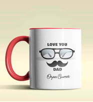 Kişiye Özel Love You Dad 2 Tasarımlı Siyah Kupa Bardak (Kırmızı)