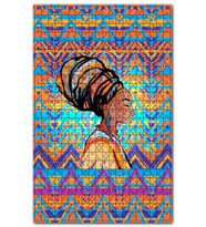 Cakapuzzle Afrikalı Kadın ve Renkli Tribal Desenler Puzzle Yapboz MDF (Ahşap) (500 Parça)