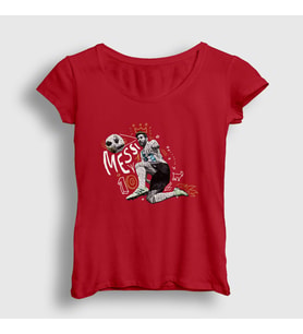 Presmono Kadın Haki 10 Argentina Soccer Futbol Lionel Messi T-Shirt 313678tt (Kırmızı)