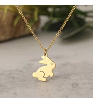 Kişiye Özel 925 Ayar Gümüş Minimal Tavşan Kolye (Gold)