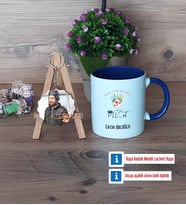 Pilot Kupa Bardak Beyaz ve Fotoğraflı Ahşap Anahtarlık Hediye (Model 3)