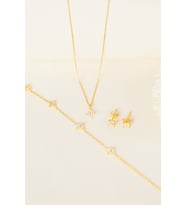 Elika Silver 925 Ayar Gümüş Minimal Kolye Bileklik ve Küpe Set (Altın)