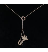 Kişiye Özel Harfli Kalpli Gümüş Kolye (Rose)