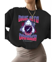 erkek kadın unisex kalın Sweatshirt Sweatshirt Tehlikeye dalmak Baskılı Bej 3 iplik şardonlu (Siyah)