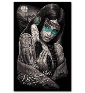 Cakapuzzle Siyah Zeminde Kızılderili Kadın Görseli Puzzle Yapboz MDF (Ahşap) (1000 Parça)