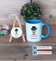 En Cool Baba Kupa Bardak Kırmızı ve Ahşap Anahtarlık Hediye Babaya Hediye (Model 3)