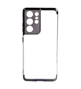 Galaxy S21 Ultra Kılıf Zore Dört Köşeli Lazer Silikon Kılıf (Siyah)