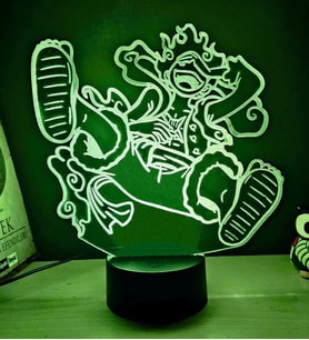 Goku Monkey D Luffy RGB LED Gece Lambası – 16 Renkli Pleksi Masa Lambası (Adaptörlü)
