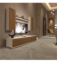 Decoraktiv Eko 5D Mdf Std Tv Ünitesi Tv Sehpası - Beyaz - Pera (Beyaz - Ceviz)