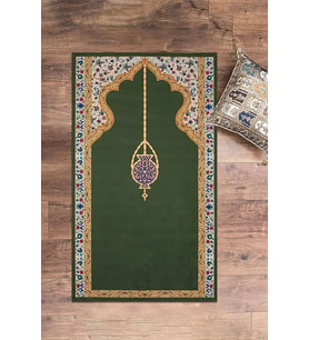 EVDEYA Dijital Baskılı Yıkanabilir Şık Motifli Namazlık Seccade 70x130 Cm 18 Gri (Yeşil)
