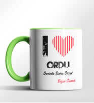 Kişiye Özel Ordu Seninle Daha Güzel Tema Siyah Renk Kupa (Yeşil)