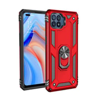 Oppo Reno 4 Lite Kılıf Zore Vega Yüzük Standlı Zırh Kılıf (Kırmızı)