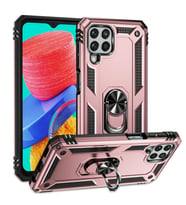 Samsung Galaxy M33 Kılıf Yüzüklü Standli Tank Kapak (Pembe)
