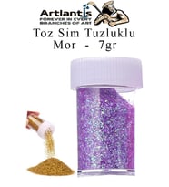 Renkli Toz Sim Tuzluklu 7 gr 1 Adet Renkli Toz Sim Epoksi Reçine Okul Etkinlik Dekarasyon Slime (Mor)