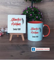 Yönetici Asistanına Hediye Dekoratif Taş, Kupa Bardak Kırmızı Hediye (Model 12)