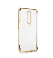 Xiaomi Redmi K30 Kılıf Zore Dört Köşeli Lazer Silikon Kılıf (Gold)