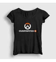 Presmono Kadın Beyaz Logo Oyun Overwatch T-Shirt 360941tt (Siyah)