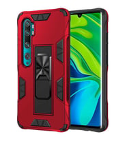 Xiaomi Mi Note 10 Lite Kılıf Metal Standlı Manyetikli Ultra Kor. (Kırmızı)