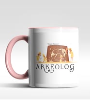 Kişiye Özel Arkeolog Tasarımlı Siyah Kupa (Beyaz-Pembe)