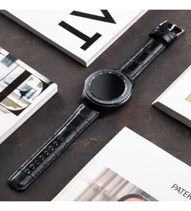 vagave Samsung Galaxy Watch 4 Watch 5 Active Uyumlu Hakiki Deri Kordon 20mm (Siyah)