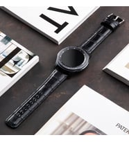 vagave Samsung Galaxy Watch 4 Watch 5 Active Uyumlu Hakiki Deri Kordon 20mm (Siyah)