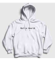 Presmono Unisex Beyaz Hello World Coder Programmer Developer Yazılımcı Kapüşonlu Sweatshirt 334639tt (Beyaz)