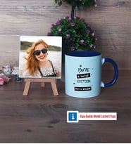 Arkadaşa Hediye Fotoğraflı Dekoratif Taş, Kupa Bardak Beyaz Hediye Doğum Günü Hediyesi (Model 3)