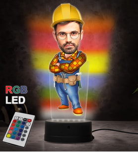 Doğum Günü Hediyesi,Sevgiliye Hediye, Kişiye Özel Fotoğraflı Mimar 2 Karikatür 3D Led Lamba (RGB)