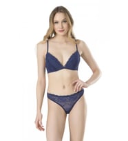Fabony Bayan Dantelli Bralet Sütyen String Külot Takımı 4070 (Lacivert)