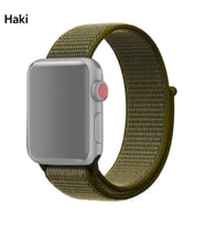 Ally Apple Watch 7-8 41mm 6-5-4 40mm Nylon Loop Spor Kayış Kordon 3-2-1 38mm (Haki)