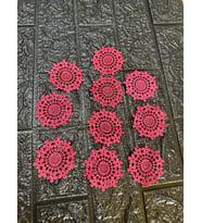 5X5 CM 10 LU GÜPÜR ÇİÇEK APLİKE DİKİŞ GİYİM AKSESUARI (Fuşya)