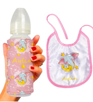 eJOYA Kişiye Özel Biberon Ve Önlük Bebek Hediye Seti 110145 (Pembe)